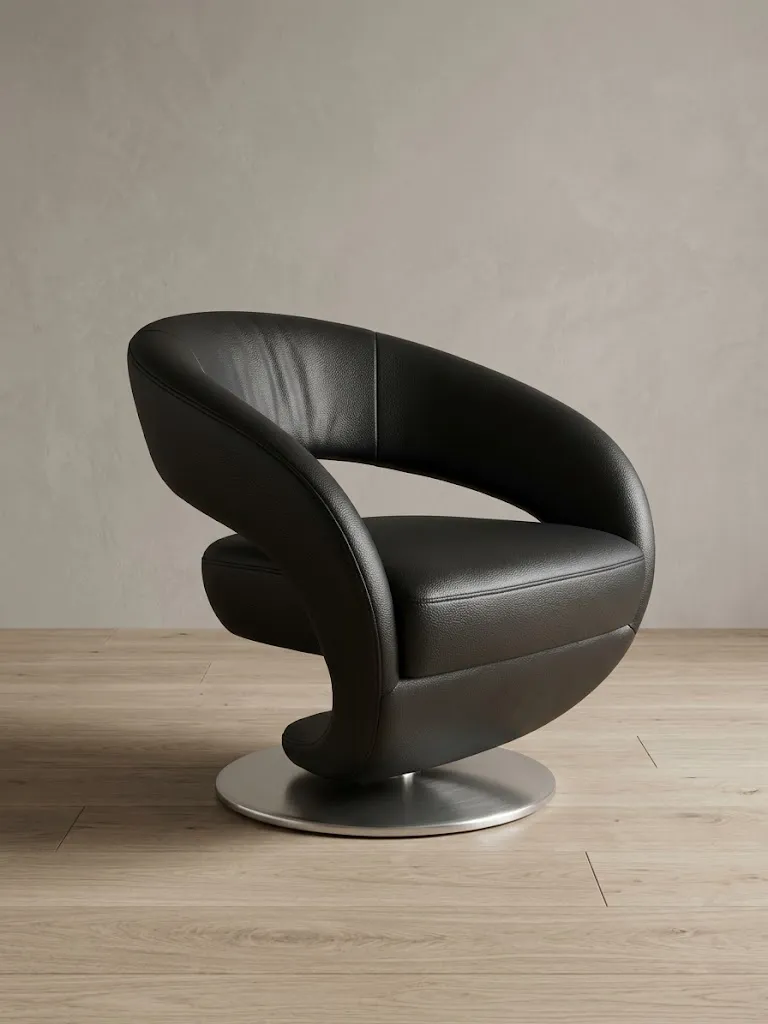 Fauteuil tournant en cuir noir